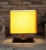 Yellow Shade Table Lamp With Wood Base