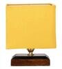 Yellow Shade Table Lamp With Wood Base