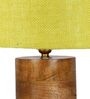 Yellow Shade Table Lamp With Wood Base