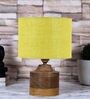 Yellow Shade Table Lamp With Wood Base