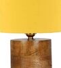 Yellow Shade Table Lamp With Wood Base