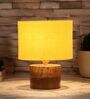 Yellow Shade Table Lamp With Wood Base