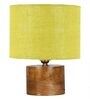 Yellow Shade Table Lamp With Wood Base