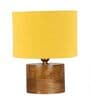 Yellow Shade Table Lamp With Wood Base