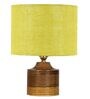 Yellow Shade Table Lamp With Wood Base