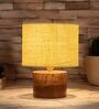 Yellow Shade Table Lamp With Wood Base