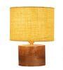Yellow Shade Table Lamp With Wood Base