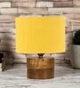 Yellow Shade Table Lamp With Wood Base
