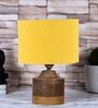 Yellow Shade Table Lamp With Wood Base