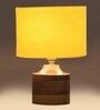 Yellow Shade Table Lamp With Wood Base