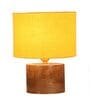 Yellow Shade Table Lamp With Wood Base