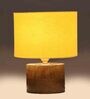 Yellow Shade Table Lamp With Wood Base