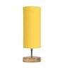 Catania Yellow Cottan Fabric Shade Table Lamp With Wood Base