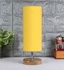 Catania Yellow Cottan Fabric Shade Table Lamp With Wood Base