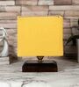Yellow Shade Table Lamp With Wood Base