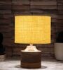 Yellow Shade Table Lamp With Wood Base