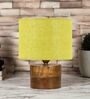 Yellow Shade Table Lamp With Wood Base
