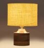 Yellow Shade Table Lamp With Wood Base