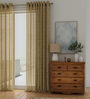 Yellow Solid Polyester 7 Ft Sheer Eyelet Door Curtains (Set of 2)