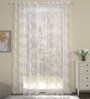 Yellow Traditional Polyester 7 Ft Sheer Eyelet Door Curtains (Set of 2)