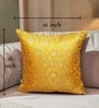 Yellow Silk blend Brocade Meenakari Morpankh  16x16 inches Cushion Covers (Set of 2)