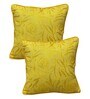 Yellow Textured Silk 16 x 16 Inches Cushion Covers (Set of 2)
