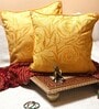 Yellow Textured Silk 16 x 16 Inches Cushion Covers (Set of 2)