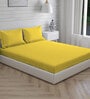 Yellow Solid 144 TC Cotton King Sized Bed Sheets with 2 Pillow Covers
