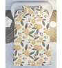 Yellow Floral 144 TC Cotton Single Bedsheet with 1 Pillow Cover
