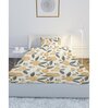 Yellow Floral 144 TC Cotton Single Bedsheet with 1 Pillow Cover