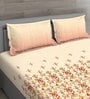 Yellow Floral 150 TC Cotton Queen Sized Bed Sheets with 2 Pillow Covers