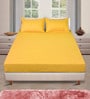 Yellow Solid 150 TC Glace Cotton Queen Sized Double Bedsheet with 2 Pillow Covers