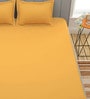 Yellow Solid 150 TC Microfiber Queen Sized Double Bedsheet with 2 Pillow Covers