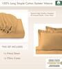 Yellow Solid 400 TC Cotton 1 Single Bedsheet With 1 Pillow Covers