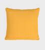 Yellow Solid Cotton Self Design Cushion Cover