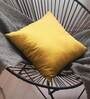 Yellow Solid Cotton Self Design Cushion Cover