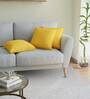 Yellow Solid Cotton Self Design Cushion Cover
