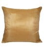 Gold Solid Silk Blend 16 x 16 Inches Cushion Covers (Set of 2)