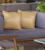 Gold Solid Silk Blend 16 x 16 Inches Cushion Covers (Set of 2)