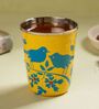 Yellow Steel Hand Painted Glass (Capacity 180 Ml)