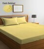 Yellow Striped 300 TC Cotton Blend  Double Bedsheet with 2 Pillow covers