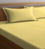 Yellow Striped 300 TC Cotton Blend  Double Bedsheet with 2 Pillow covers