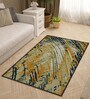 Yellow Abstract Polyester 3 ft x 5 ft Machine Made Carpet