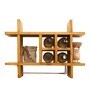 Yellow Teak Wood Wall Mounted Mini Bar