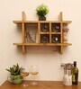Yellow Teak Wood Wall Mounted Mini Bar