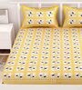 Yellow Floral 120 TC 100% Cotton Queen Bedsheet With 2 Pillow Covers