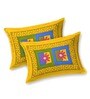 Yellow Abstract 120 TC Cotton Queen Sized Bedsheet with 2 Pillow Cover
