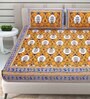 Yellow Traditional 144 TC Cotton Double Queen Bedsheet With 2 Pillow Covers