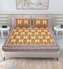 Yellow Traditional 144 TC Cotton Double Queen Bedsheet With 2 Pillow Covers