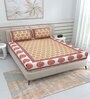 Yellow Traditional 220 TC Cotton  Double Queen Bedsheet with 2 Pillow Covers